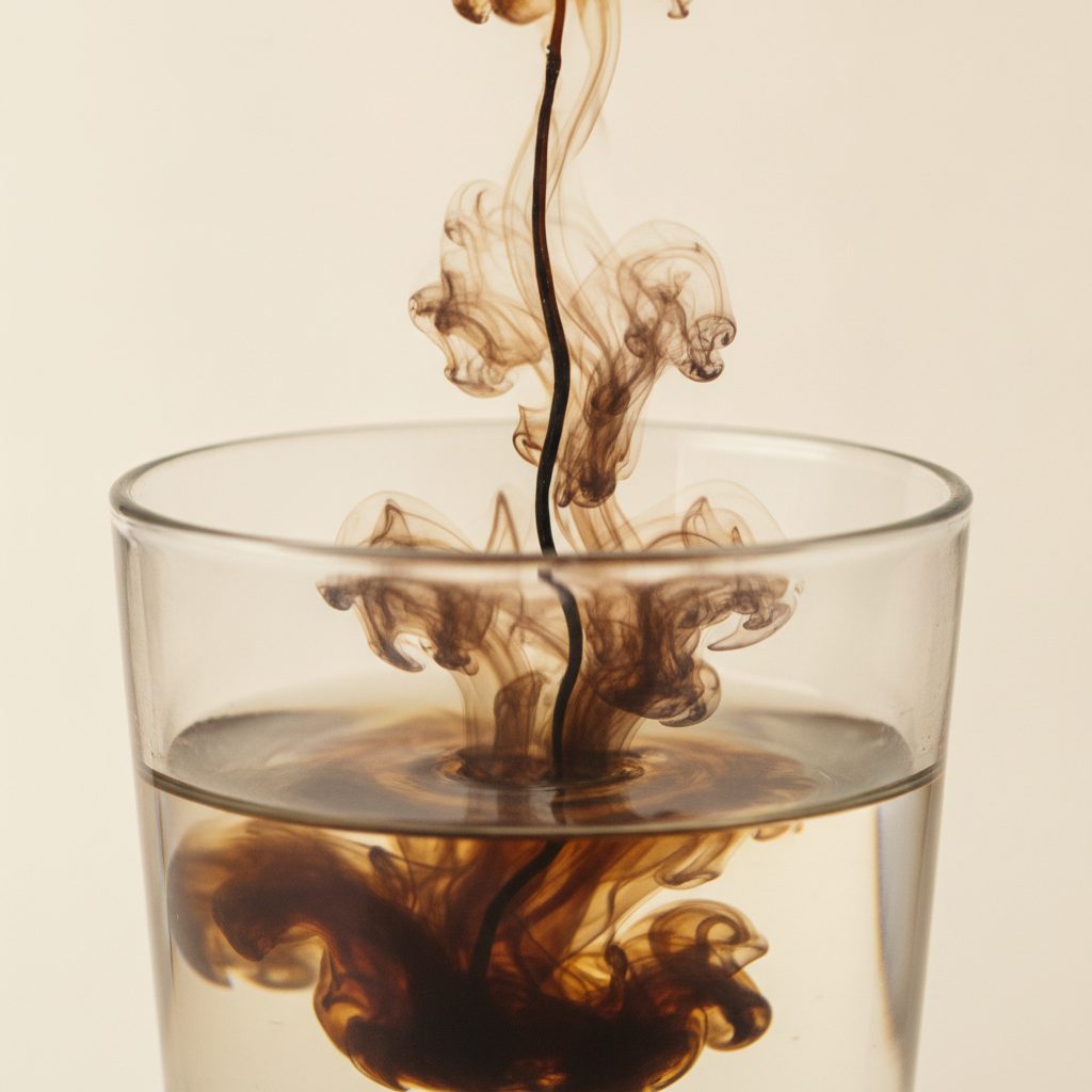 Dark shilajit resin dissolving in warm water, header for the how to take shilajit guide